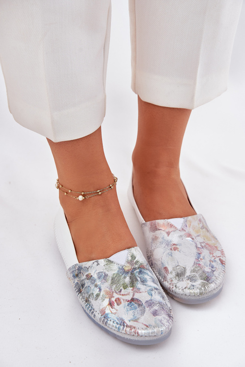Leather Ballerinas With Pattern Maciejka T1930-38 White