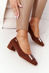 Suede Pumps On A Block Heel Sergio Leone PB142 Brown
