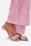 Transparent Sandals On Low Heel With Decoration D&A MR51-709 Silver