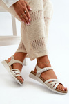 Comfortable And Lightweight Women's Sandals With Velcro Inblu CN000041 Beige-Silver