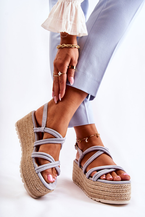 Sandals On A Braided Platform Blue Crazy In Love
