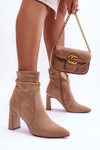 Suede Boots On Heel Beige Mellamene 