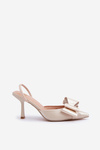 Fabric High Heels With Bow Golden Selatea