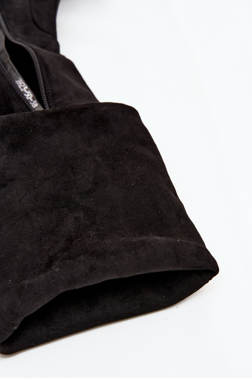 Women's Knee-high Boots on Block Heel Made of Eco Suede Black Zaretta