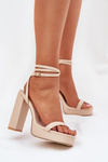 Women's Heeled Sandals With Strap Beige Fevenne