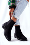 Suede Slipper Boots with Pearls Black Jilanna