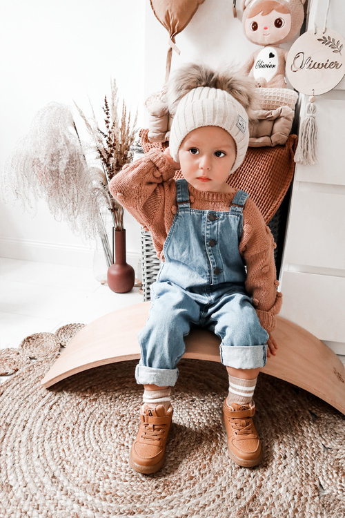 Children's Insulated High Sneakers Camel Clafi