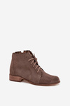 Suede Ankle Boots With Flat Heel Dark Beige Zazoo