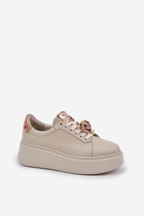 Ladies Leather Sneakers CheBello 4411 Light Beige