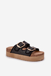 Slides With Braiding And Buckles On A Massive Platform Black Aralissea