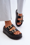 Women's Slides on Chunky Platform Black Mililena