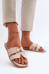 Women's Flat Sandals with Beige Decoration Kavinia