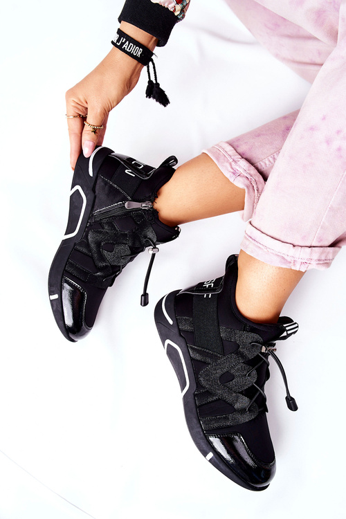 Wysokie Sportowe Buty Sneakersy Czarne Lanez