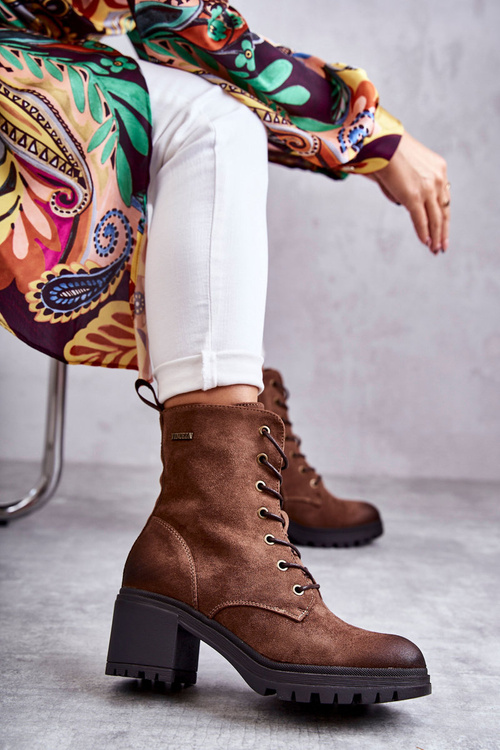 Women's Warm Boots On High Heel Brown Grethe