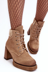 Lace-up Suede Ankle Boots Beige Lemar Flomes