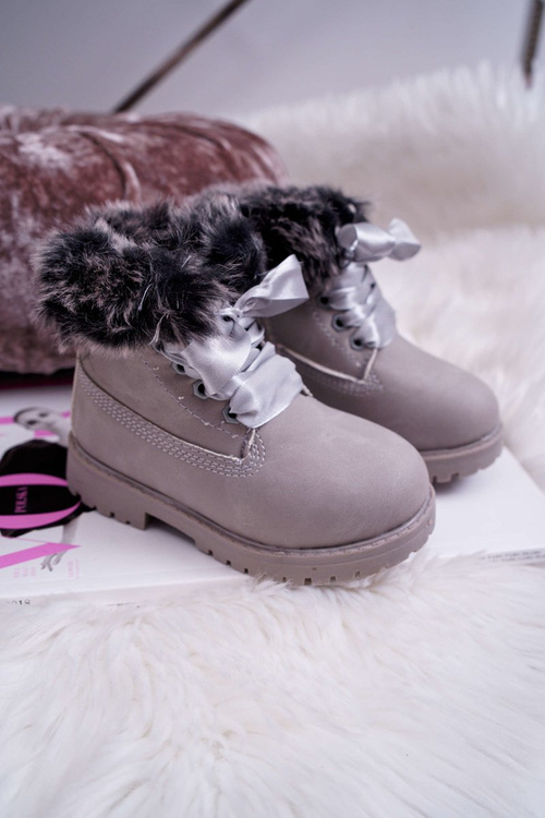 Children's Boots Trapper Boots Warmed With Fur Grey Tesoro