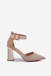 Heeled Sandals With Pointed Toes Beige Gekkaria
