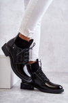 Lacquered Warm Laced Boots Black Cathrine
