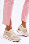 Leather Low Wedge Sports Shoes Beige Braylen