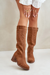 Ladies Knee High Heeled Boots Camel Erisorae