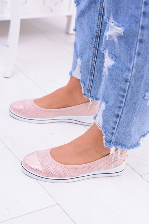 Fabric Pink Ballerinas with wedges Elleni