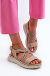 Light Women's Comfortable Velcro Sandals Beige Ceclea