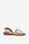 Ladies Sandals On Flat Heel Eco Leather Golden Dereka