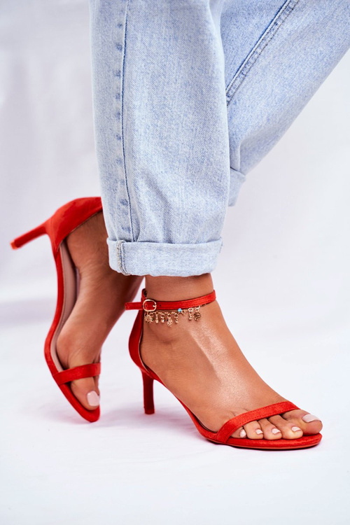 Women's Sandals On High Heel Classic Red Mintore