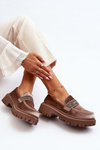 Women's Velour Moccasins with Decoration Brown Wendreda