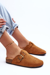 Women's Suede Mules with Faux Fur Brown Haidamia