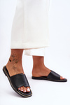 Women's Leather Slippers Black Harmony