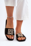 Women's Flat Sandals with Decoration Black Inaile