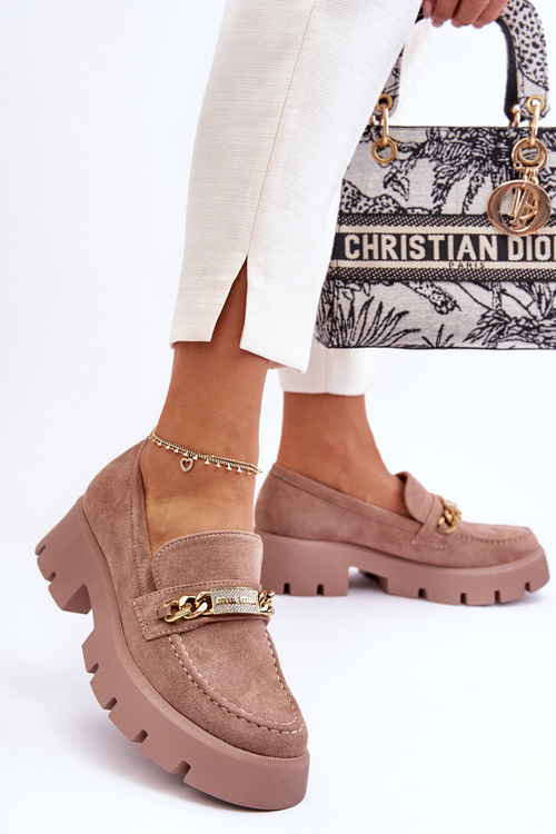 Classic Suede Loafers On Massive Platform Brown Catch Me!