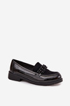 Women's Patent Loafers With Beads S.Barski HY52-541 Black