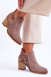 Women's leather boots on a high heel Maciejka 04492-14 Dark beige