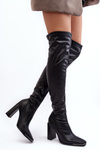 Women's Black Over-the-Knee Boots with Block Heel in Eco Leather Orcella
