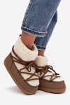 Women's Snow Boots With Sheepskin Lining Lace-up Dark Beige Belira