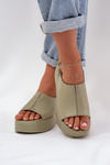 Leather Women's Platform Sandals D&A SJ2301-2 Green