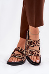 Brown Women Sandals With Buckles In Leopard Print Seladith