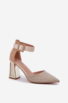 Heeled Sandals With Pointed Toes Beige Gekkaria