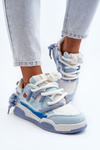 Sneakersy Damskie Grube Sznurowanie Niebieskie Miatora NB628