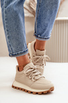 Sneakersy Buty Sportowe Damskie Eko Skórzane Beżowe Riadella