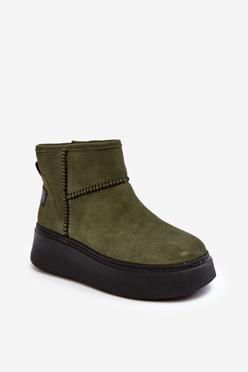 Women's Suede Snow Boots Maciejka 06257-24 Olive