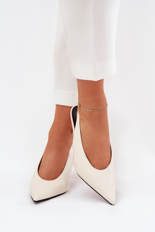 Heels With Open Back Eco Leather Ecru Aricandia