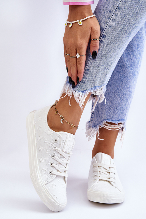 Women's Big Star Embroidered Sneakers LL274223 White