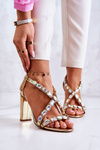 Women's Sandals On High Heel Lu Boo Gold 8258-1 Vernee
