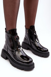 Women's Lacquered Boots with Ornament Black SBarski MR870-53