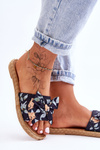 Women's Slippers With A Fabric Bow Black Blossom