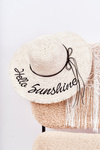 Women's Straw Hat White Hello Sunshine