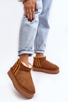 Leather Suede Snow Boots Women On Thick Sole Camel Vebissat